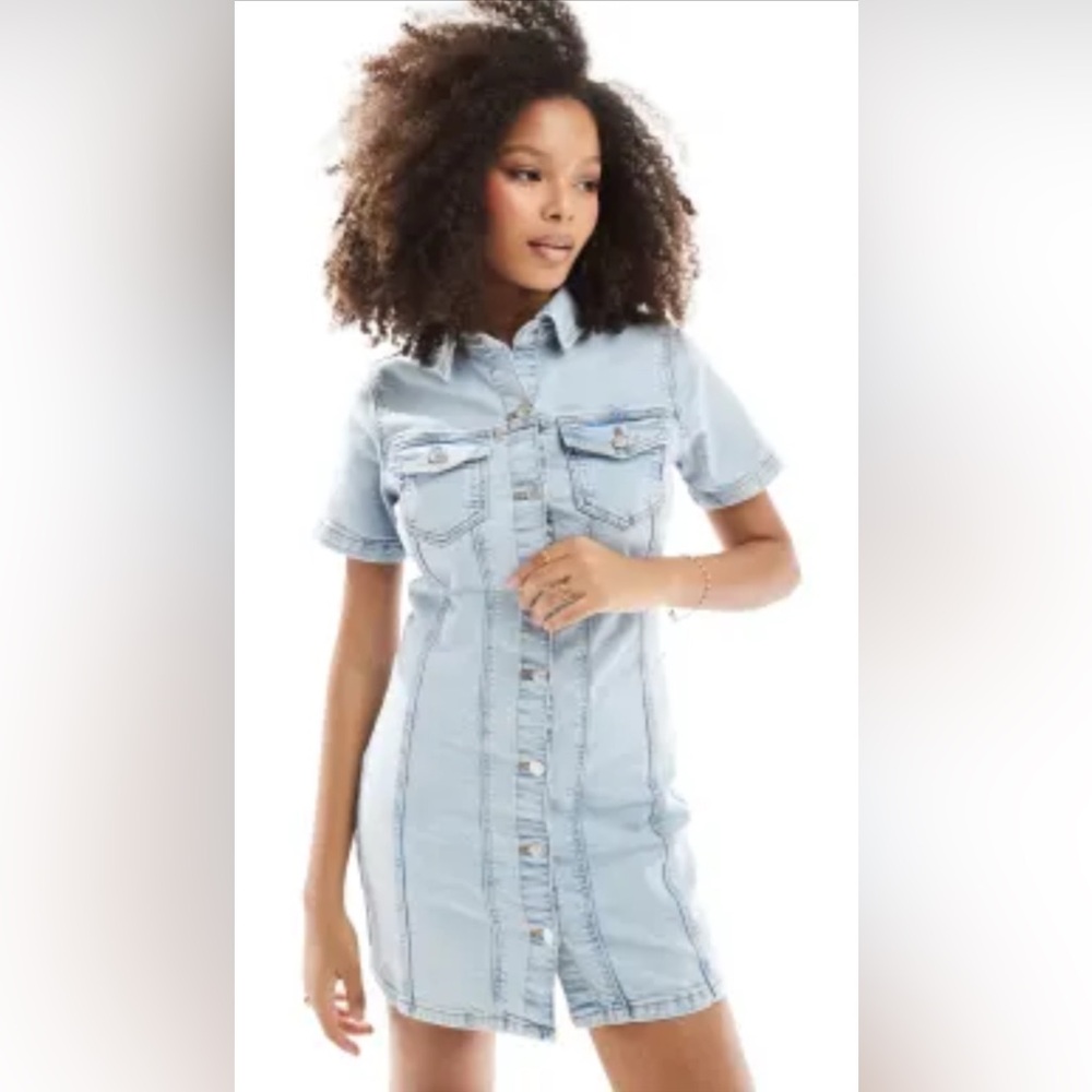 ASOS Design light blue denim dress, Brand New in XS